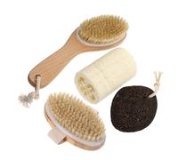 LALADEFIEE Bath Brush Set 4pcs with Loofah, Pumice Stone and Body Scrubber for Shower Exfoliating and Foot Care Suitable for Home Bathing and Personal Hygiene