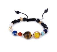 LALADEFIEE Beaded Bracelet Planet Solar System Woven Stone Bangle for Women Men Universe Guardian Star Jewelry