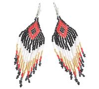 LALADEFIEE Beaded Tassel Earrings Bohemian Dangle Earrings for Women Colorful Seed Bead Drop Jewelry Lightweight Ethnic Style Festival Accessories