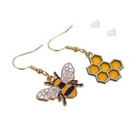 LALADEFIEE Bee Drop Earrings Dangle Honeycomb Pendant Metal Ear Jewelry for Women Daily Wear Party Wedding