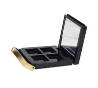 LALADEFIEE Black 4 Grids Eye Shadow Boxes Sleek Square Plastic Refillable Travel Makeup Palette Lightweight Flip Cover Mirror Portable for Daily Use