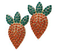 LALADEFIEE Bling Carrot Statement Earrings for Women Easter Holiday Fashion Jewelry Shiny Comfortable Lightweight Accessories for Dresses Coats