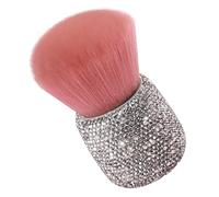 LALADEFIEE Bling Rhinestone Mushroom Makeup Brush Soft Pink Powder Brush for Nail Dust Removal and Daily Makeup Application