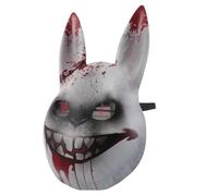 LALADEFIEE Bloody Halloween Horror Bunny Mask for Adults Creepy Spooky Rabbit Head Decoration with Enhanced Ventilation Breathable Scary Face Mask for Cosplay Role Play Haunted House Reusable