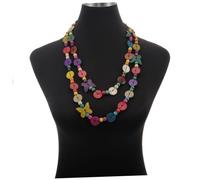 LALADEFIEE Bohemia Style Long Woven Butterfly Pendant Necklace with Coconut Shell and Wood Beads Handmade Ladies Beaded Jewelry for Party Beach Vacation and Daily Wear Stylish Random Color