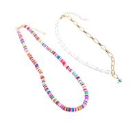 LALADEFIEE Bohemian Beaded Choker Necklace for Women Layered Colorful Soft Clay Pearl Collar Chain Fashionable Multi Strand Jewelry Gift Elegant Handmade Design for Stylish Looks
