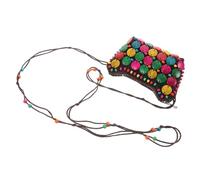 LALADEFIEE Boho Coconut Shell Crossbody Bag Ethnic Tribal Beaded Shoulder Purse for Women Compact Travel Handbag with Strap Lightweight Summer Beach Messenger Bag