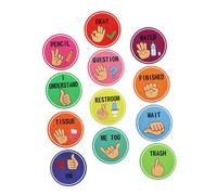 LALADEFIEE Boho Pastel Hand Signals Posters for Classroom Nonverbal Communication Visual Cues Teaching Decor for Special Education Students Speech Therapy and Kindergarten Use