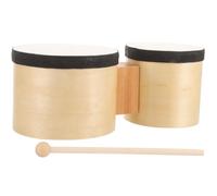 LALADEFIEE Boys and Girls Bongos Set 4 Inch and 5 Inch Small Percussion Instruments with Drumsticks, Beige Hand Drum for Early Education, Preschool Music and Dance Class Toy