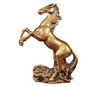 LALADEFIEE Brass Horse Figurine Standing on Cloud Solid Brass Auspicious Running Horse Statue Feng Shui Home Office Decoration Collectible Ornament