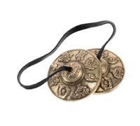 LALADEFIEE Brass Tibetan Tingsha Cymbals Finger Bells for Adults, Meditation Chimes Instrument Traditional Eight Auspicious Symbols, Relaxation Sound for Mindfulness and Yoga Practice Random Style