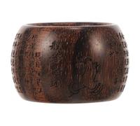 LALADEFIEE Buddhist Tiger Stripe Agarwood Wooden Thumb Ring for Men and Women, Vintage Finger Decoration Ring with Prajna Heart Sutra Engraving, Natural Wood Craft Jewelry