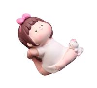 LALADEFIEE Cartoon Girl Resin Statue Miniature Figurine for Cake Decoration, Little Character Decor for Birthday Party, 1Pcs Cute Girl Modeling Adorn for Home and Event Display