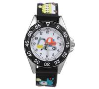 LALADEFIEE Cartoon Silicone Watch Soft Strap Big Dial Clear Numbers Quartz Teaching Watch for Learning to Read Black