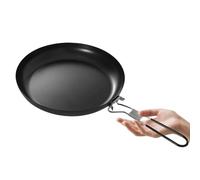 LALADEFIEE Cast Iron Pancake Pan 9 Inch Nonstick Camping Skillet with Foldable Handle, Black Iron, Easy to Clean, Suitable for Induction Cooker for BBQ