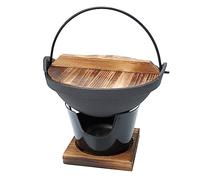 LALADEFIEE Cast Iron Sukiyaki Charcoal Pot Camping Cast Iron Hibachi Camp Cookware Pan Sukiyaki Pan Japanese Japanese Style Wood