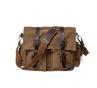 LALADEFIEE Casual European and American Style Canvas Shoulder Bag for Men with Large Capacity, Classical Shape, Coffee Colour, for Daily Occasions and Beach Use