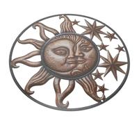 LALADEFIEE Celestial Sun and Moon Iron Wall Ornament 3D Metal Art for Patio Garden and Indoor Wall Decoration