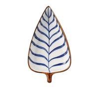 LALADEFIEE Ceramic Leaf Shape Side Dish Plate Japanese Style Hand-Painted Underglaze Snack Dish Sauce Serving Plate for Appetizers and Desserts Household Tableware