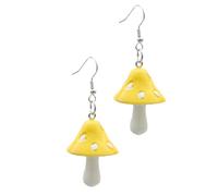LALADEFIEE Chic Simulated Mushroom Earrings for Women Creative Yellow Plastic Ear Pendants Lightweight Smooth Surface Stylish Gift for Girlfriend Wife Mother
