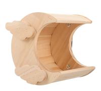 LALADEFIEE Chinchilla Wooden House Moon Shaped Beige Hideout 7.07x6.48 Wear Resistant Indoor Small Animal Shelter for Hedgehogs and Ferrets