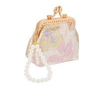 LALADEFIEE Chinese Brocade Purse Edging Handheld Change Wallet for Weddings Parties Travel and Daily Use Traditional Floral Clutch Imitation Chain