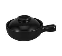 LALADEFIEE Chinese Clay Cooking Pot with Lid Black Side Handle Traditional Handmade Donabe Casserole for Rice Porridge Stews High Temperature Resistant Pot for Hotel Kitchen and Chefs