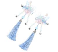 LALADEFIEE Chinese Style Tassel Hair Clips for Teen Hanfu Hair Accessories with Butterfly Flower Design Alloy and Nylon Material Vibrant Blue Color Traditional Chinese Barrettes for Elegant