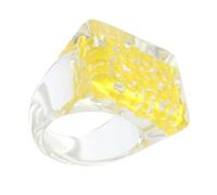 LALADEFIEE Chunky Acrylic Rings Adjustable Wide Finger Rings with Embedded Seed Beads for Festival Parties and Daily Wear for Women and Men