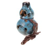 LALADEFIEE Classic Ocarina Blue Ceramic 6 Hole Gourd Design with Wax Rope Portable and Comfortable to Play for Outdoor Activities