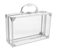 LALADEFIEE Clear Book Organizer with Handle Portable Transparent Document Bin for Comics Textbooks and Pamphlets Collapsible Storage Box with Moisture Control and Dust Protection