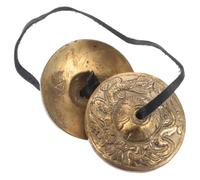 LALADEFIEE Copper Finger Cymbals Musical Instrument for Ethnic Musical Performances with Sturdy Multifunctional Applications, Golden Small Bells for Tibetan Rituals and Sound Bath Sessions