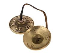 LALADEFIEE Copper Yoga Cymbals Chimes Handcrafted Meditation Bell with Six-syllable Chant Engraving for Yoga and Religious Ceremonies