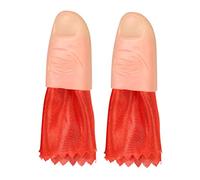 LALADEFIEE Creative Silk Scarf Magic Trick Props with Red Artificial Finger Tips and Thumb Tips for Vanishing and Producing Silk Tricks, for Close-up Performance and Party Use