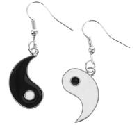LALADEFIEE Creative Tai Chi Earrings for Women Lightweight Black White Asymmetric Bagua Ear Decorations Comfortable Skin-friendly Fashion Accessory Easy to Wear Daily Jewelry