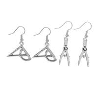 LALADEFIEE Creative Triangle Ruler Earrings for Architects 2 Pairs Alloy Dangler Jewelry for Women Unique Architect Earbobs Compass Pattern