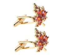 LALADEFIEE Cufflinks And Studs: Crystal Maple Leaf Cufflinks Set For Men Dress Shirts Wedding Anniversary Party Business Attire