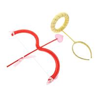 LALADEFIEE Cupid Bow and Arrow Set Red Bow and Gold Halo, Valentine’S Day Cupid Costume Accessory for Women, Cosplay Party Props and Dress-Up Supplies
