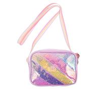 LALADEFIEE Cute Crossbody Purse with Heart Glitter Ribbon and Secure Snap Closure Small Lightweight Sequin Bag for Little Dress-up Play and Daily Use