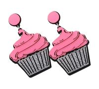 LALADEFIEE Cute Cupcake Earrings for Dangle Food Jewelry with Chic Dessert Charm Smooth Lightweight Drop Earrings for Women Birthdays and Holidays
