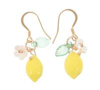 LALADEFIEE Cute Lemon Dangle Earrings Stainless Steel Fruit Jewelry with Leaf Accents Lightweight Accessories for Women Summer Casual Outfits