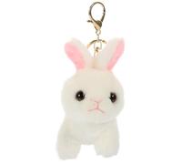 LALADEFIEE Cute Plush Rabbit Keychain Pendant Soft Stuffed Animal Bag Charm for Backpack Handbag Cartoon White Bunny Plush with Hanging Ring for Teens