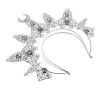 LALADEFIEE Dark Rhinestone Crown Headband Baroque Costume Headpiece for Women Festival Party Photo Prop