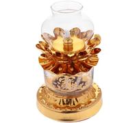 LALADEFIEE Decorative Butter Lamp Oil Lamp for Buddha Worship with Windproof Design, Lightweight Zinc Alloy and Glass Material, for Home Decoration and Ritual Use