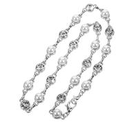 LALADEFIEE Decorative Rhinestone Chain for DIY Clothes and Accessories Alloy Flower Shape with Pearl and Beads Stylish Embellishment for Wedding Dresses Shoes Bags Headdresses Handmade Craft