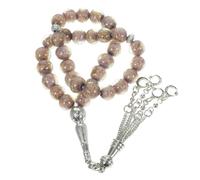 LALADEFIEE Delicate Purple Glass Muslim Prayer Beads Bracelet Rosary Hand Chain for Islamic Worship Wedding Favor Lightweight Portable