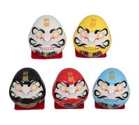 LALADEFIEE Dharma Figurines Easy to Clean 5pcs Japanese Style Ceramic Sturdy Material Traditional Cultural Elegance Car Dashboard Ornament Home Table Decoration