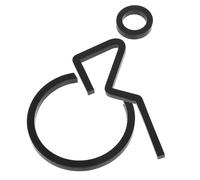 LALADEFIEE Disabled Wheelchair Sign Acrylic Matte Black Easy to Apply Restroom Accessibility Indicator for Public Toilet Facilities