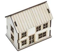 LALADEFIEE DIY Miniature Wooden House Kit Beige Puzzle for Adults Unfinished Christmas Village Decoration Realistic Architectural Model for Holiday Scenes Display Wood Craft