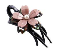 LALADEFIEE Double Light Pink Acrylic Flower Hair Bun Clip Duckbill Hairpin for Women Stylish Ponytail Barrette for Thick Thin Hair for Makeup Cooking and Daily Use